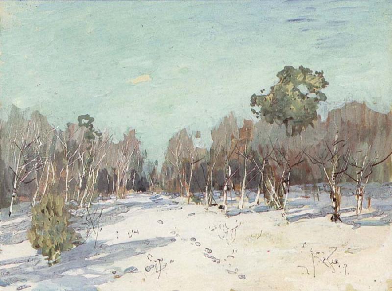 Levitan, Isaak Garden in the snow oil painting picture